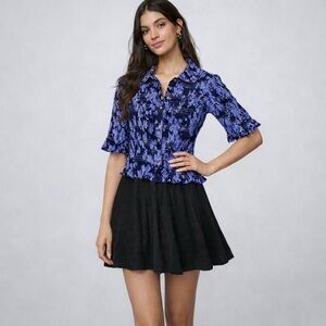 Maeve Smocked Button Front Top-Anthropologie  (M)